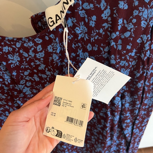 NWT Ganni floral crepe midi dress - Picture 6 of 8